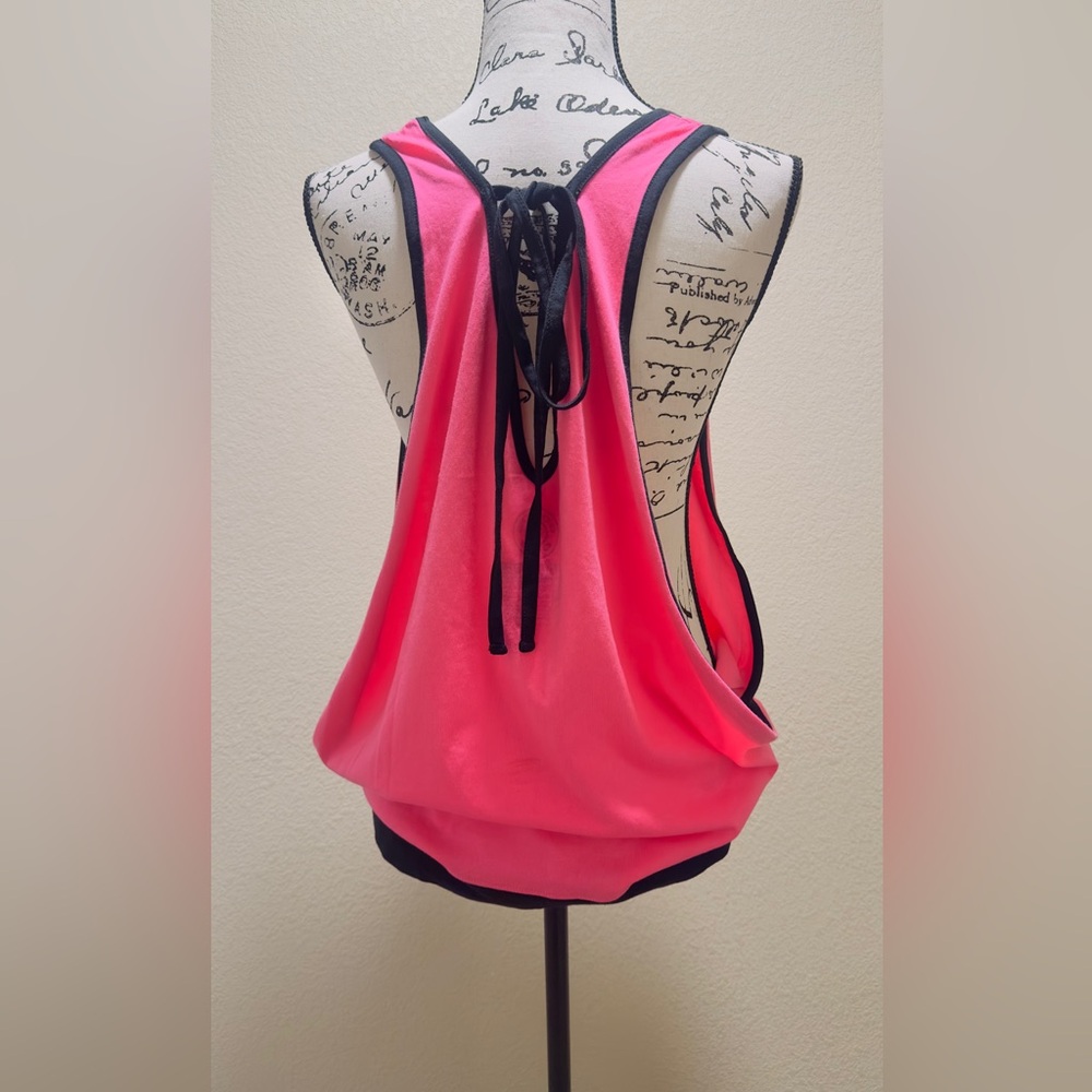 NWT Rare Vintage Gold's Gym 90’s Neon Pink and Black Parachute Tank Top - Picture 2 of 6